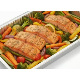 Salmon with Veggies in Garlic Sauce